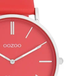 Oozoo Damen Armbanduhr Vintage Analog Leder orange rot UOC20324