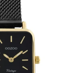 Oozoo Damen Armbanduhr Vintage Series Analog Metall Mesh schwarz UOC20269