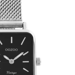 Oozoo Damen Armbanduhr Vintage Series Analog Metall Mesh silber UOC20267