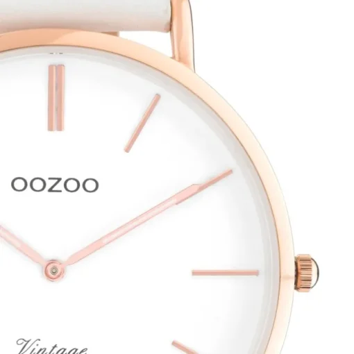 Oozoo Damen Armbanduhr Vintage Analog Leder weiß UOC9314A