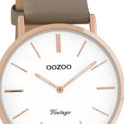 Oozoo Damen Armbanduhr Vintage Series Analog Leder taupe braun UOC20019