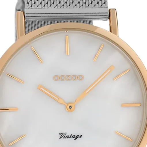 Oozoo Damen Armbanduhr Vintage Series Analog Metall silber UOC20068