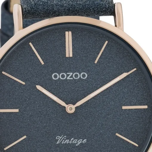 Oozoo Damen Armbanduhr Vintage Series Analog Leder dunkelblau UOC20163