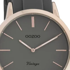 Oozoo Damen Armbanduhr Vintage Series Analog Silikon dunkelgrau UOC20172