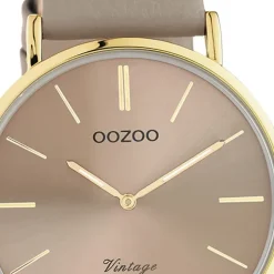 Oozoo Damen Armbanduhr Vintage Series Analog Leder braun grau UOC20333