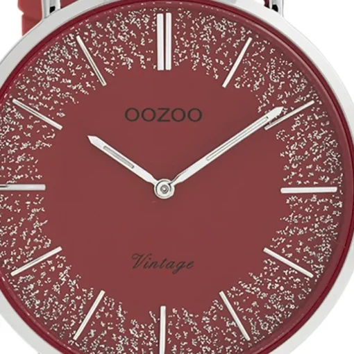 Oozoo Damen Armbanduhr Vintage C20129 Analog Leder rot UOC20129