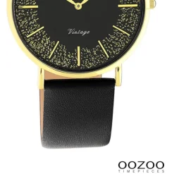 Oozoo Damen Armbanduhr Vintage Series Analog Leder schwarz UOC20186