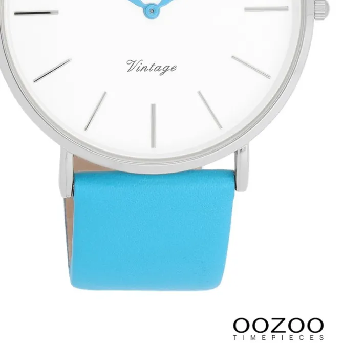 Oozoo Damen Armbanduhr Vintage Analog Leder blau UOC20310