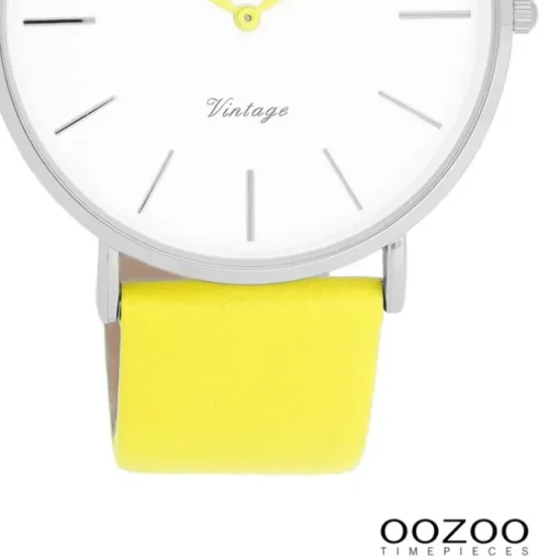 Oozoo Damen Armbanduhr Vintage Analog Leder gelb UOC20312