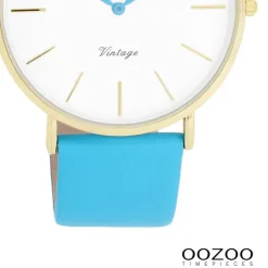 Oozoo Damen Armbanduhr Vintage Analog Leder blau UOC20315