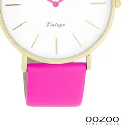 Oozoo Damen Armbanduhr Vintage Analog Leder pink UOC20319