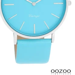 Oozoo Damen Armbanduhr Vintage Analog Leder blau UOC20322