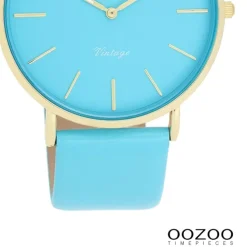 Oozoo Damen Armbanduhr Vintage Analog Leder blau UOC20323