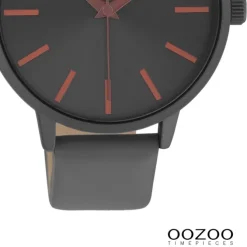 Oozoo Damen Armbanduhr Vintage Analog Leder dunkelgrau UOC10876