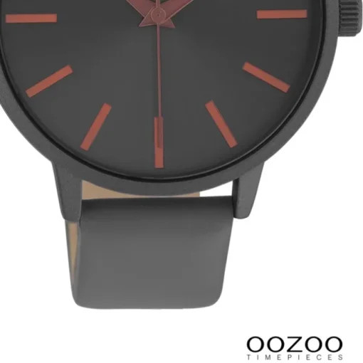 Oozoo Damen Armbanduhr Vintage Analog Leder dunkelgrau UOC10876