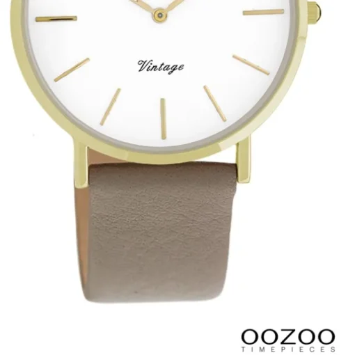 Oozoo Damen Armbanduhr Vintage Series Analog Leder taupe braun UOC20018