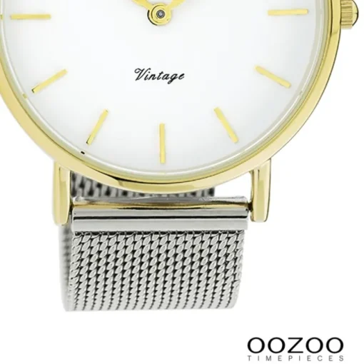 Oozoo Damen Armbanduhr Vintage Series Analog Metall silber UOC20116
