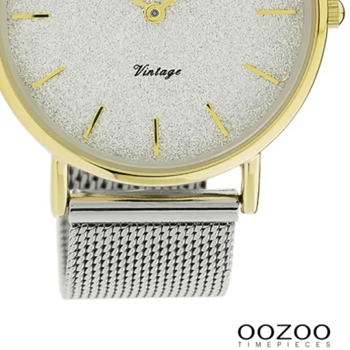 Oozoo Damen Armbanduhr Vintage Series Analog Metall silber UOC20117