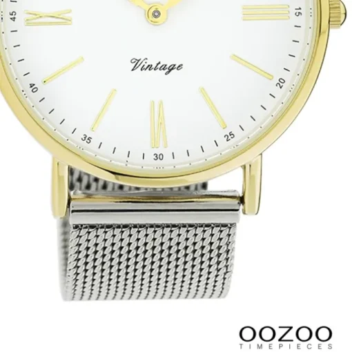 Oozoo Damen Armbanduhr Vintage Series Analog Metall silber UOC20118