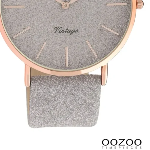Oozoo Damen Armbanduhr Vintage Series Analog Leder grau UOC20162