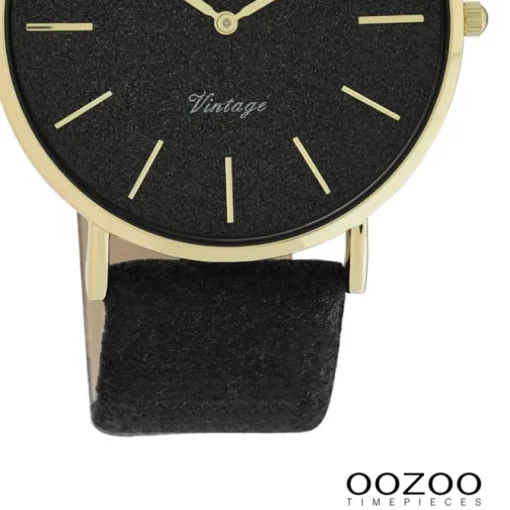 Oozoo Damen Armbanduhr Vintage Series Analog Leder schwarz UOC20164
