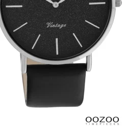 Oozoo Damen Armbanduhr Vintage Series Analog Leder schwarz UOC20168
