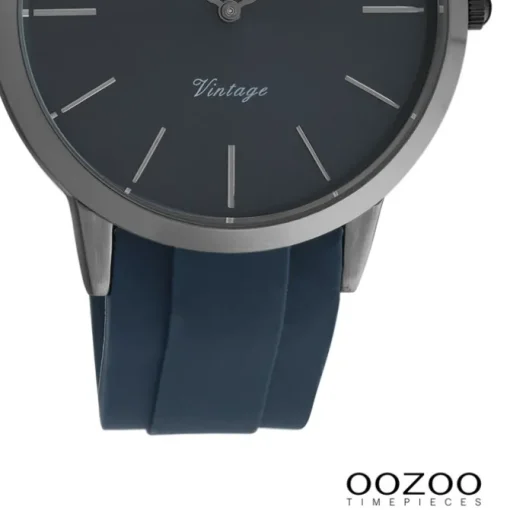 Oozoo Damen Armbanduhr Vintage Series Analog Silikon dunkelblau UOC20171