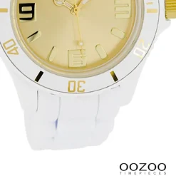 Oozoo Damen Armbanduhr Vintage Series Analog Silikon weiß UOC5063A