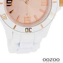 Oozoo Damen Armbanduhr Vintage Series Analog Silikon weiß UOC5064A