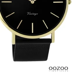 Oozoo Damen Armbanduhr Vintage Series Analog Metall schwarz UOC9893A