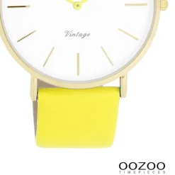 Oozoo Damen Armbanduhr Vintage Analog Leder gelb UOC20317