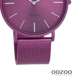 Oozoo Damen Armbanduhr Vintage Analog Edelstahl lila UOC20332