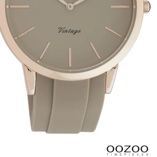 Oozoo Damen Armbanduhr Vintage Series Analog Silikon taupe grau UOC20170