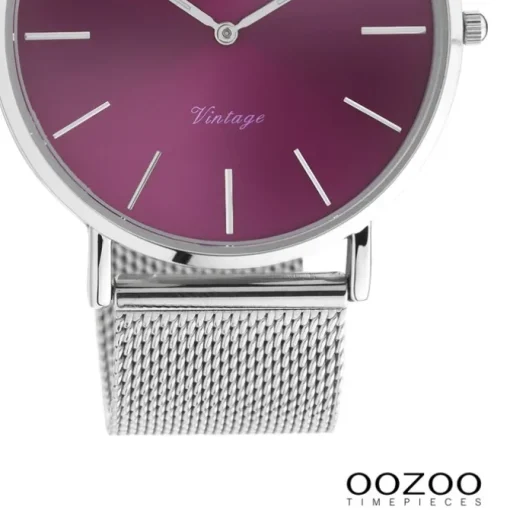 Oozoo Damen Armbanduhr Vintage Analog Metall silber UOC10870