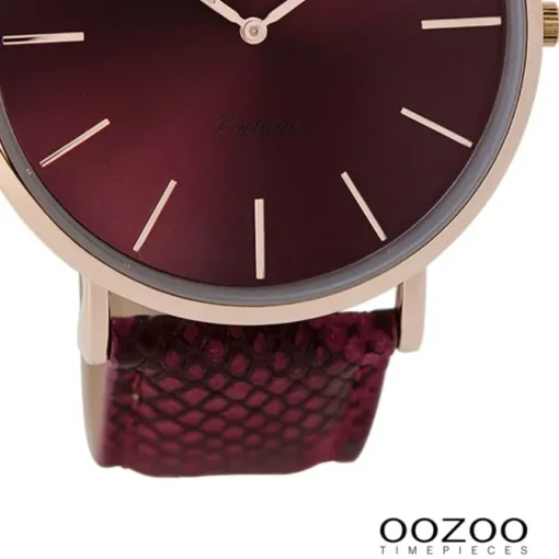 Oozoo Damen Armbanduhr Vintage Analog Leder rot UOC9303A