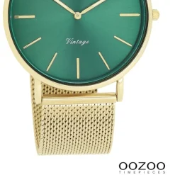 Oozoo Damen Armbanduhr Vintage Series Analog Metall Mesh gold UOC20294