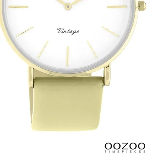 Oozoo Damen Armbanduhr Vintage Series C20306 Analog Leder sand gelbgrün UOC20306