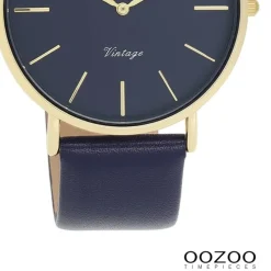 Oozoo Damen Armbanduhr Vintage Analog Leder blau UOC20329