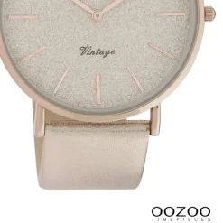 Oozoo Damen Armbanduhr Vintage Series Analog Leder beige rosa UOC20165
