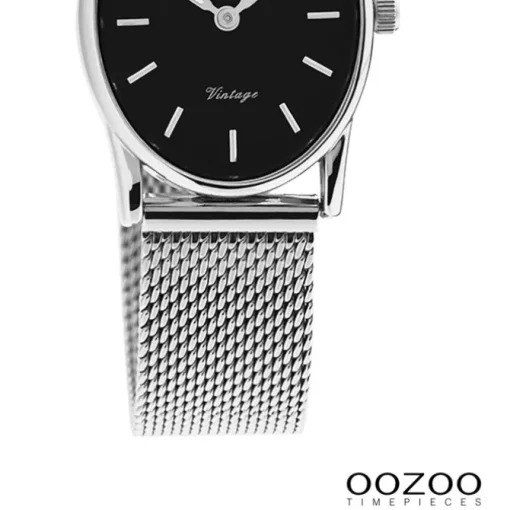 Oozoo Damen Armbanduhr Vintage Series Analog Metall Mesh silber UOC20257