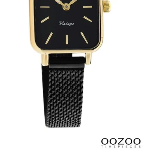 Oozoo Damen Armbanduhr Vintage Series Analog Metall Mesh schwarz UOC20269