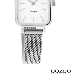 Oozoo Damen Armbanduhr Vintage Series Analog Metall Mesh silber UOC20266