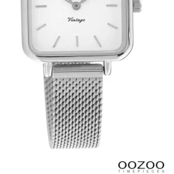 Oozoo Damen Armbanduhr Vintage Series Analog Metall Mesh silber UOC20261
