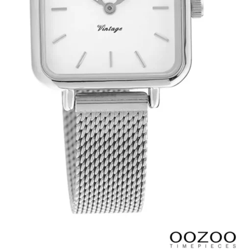 Oozoo Damen Armbanduhr Vintage Series Analog Metall Mesh silber UOC20261