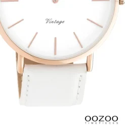 Oozoo Damen Armbanduhr Vintage Analog Leder weiß UOC9314A