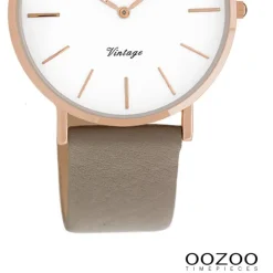 Oozoo Damen Armbanduhr Vintage Series Analog Leder taupe braun UOC20019