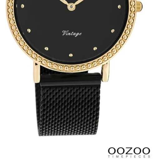 Oozoo Damen Armbanduhr Vintage Series Analog Metall schwarz UOC20059
