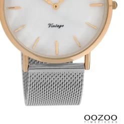 Oozoo Damen Armbanduhr Vintage Series Analog Metall silber UOC20068
