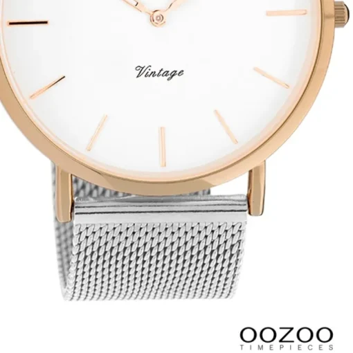 Oozoo Damen Armbanduhr Vintage Series Analog Metall silber UOC20070