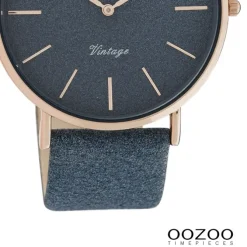 Oozoo Damen Armbanduhr Vintage Series Analog Leder dunkelblau UOC20163